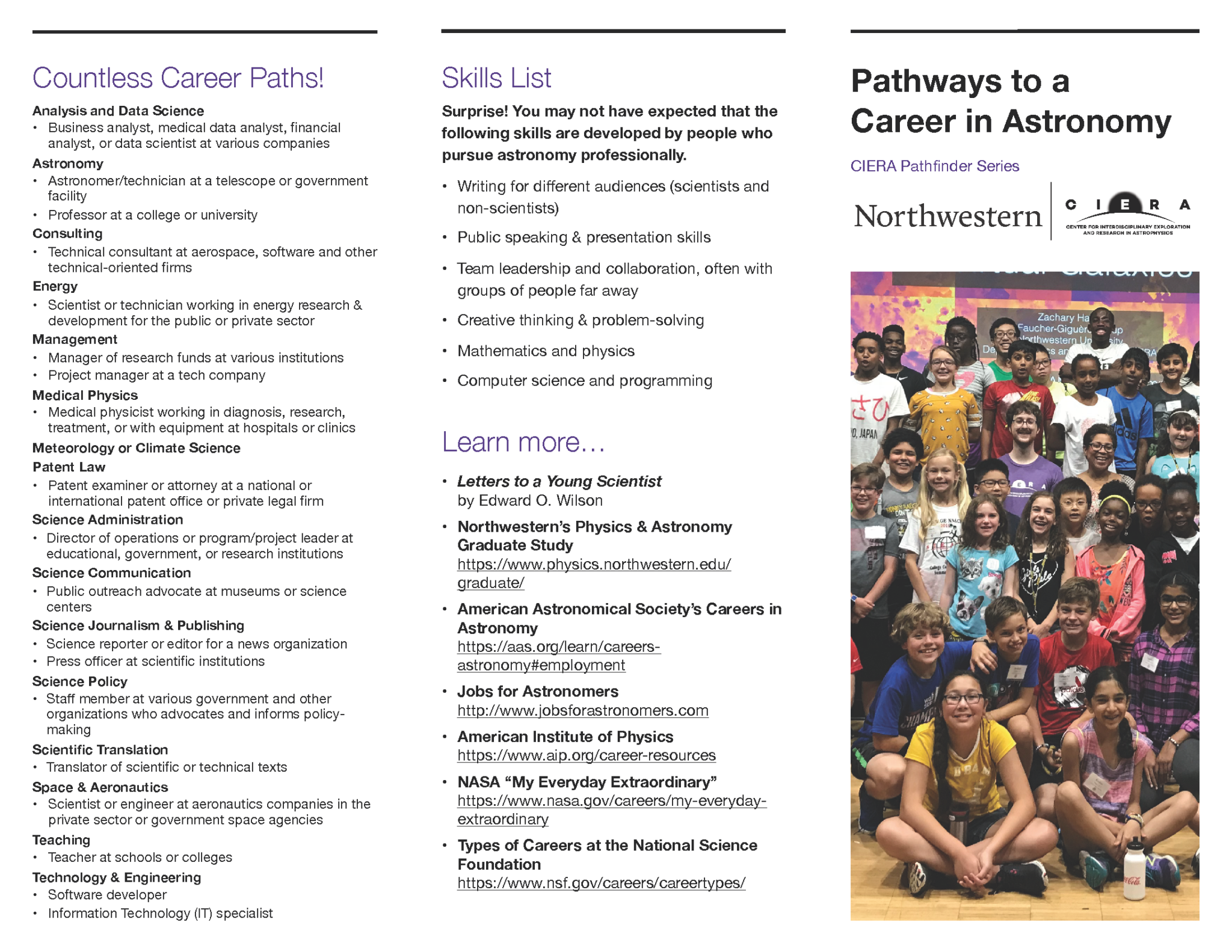 Pathfinder Brochures Center for Interdisciplinary Exploration and