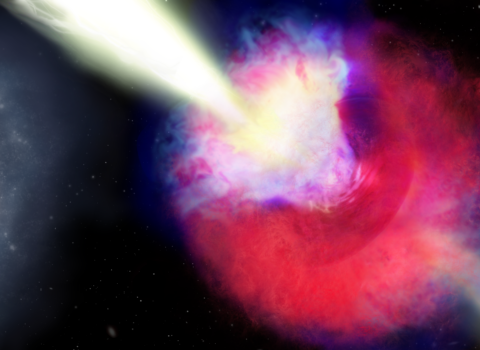 Artist’s impression of GRB 211211A (Surprise kilonova upends established understanding of long gamma-ray bursts)