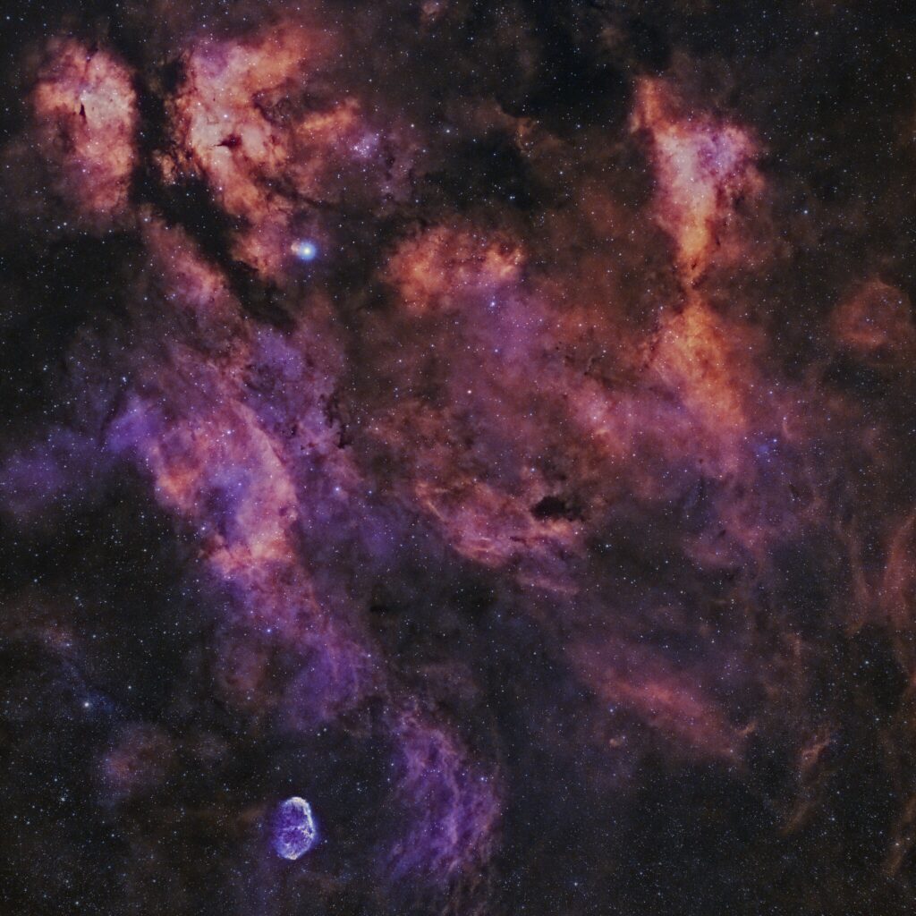 Sadr Region, Butterfly Nebula, and Crescent Nebula